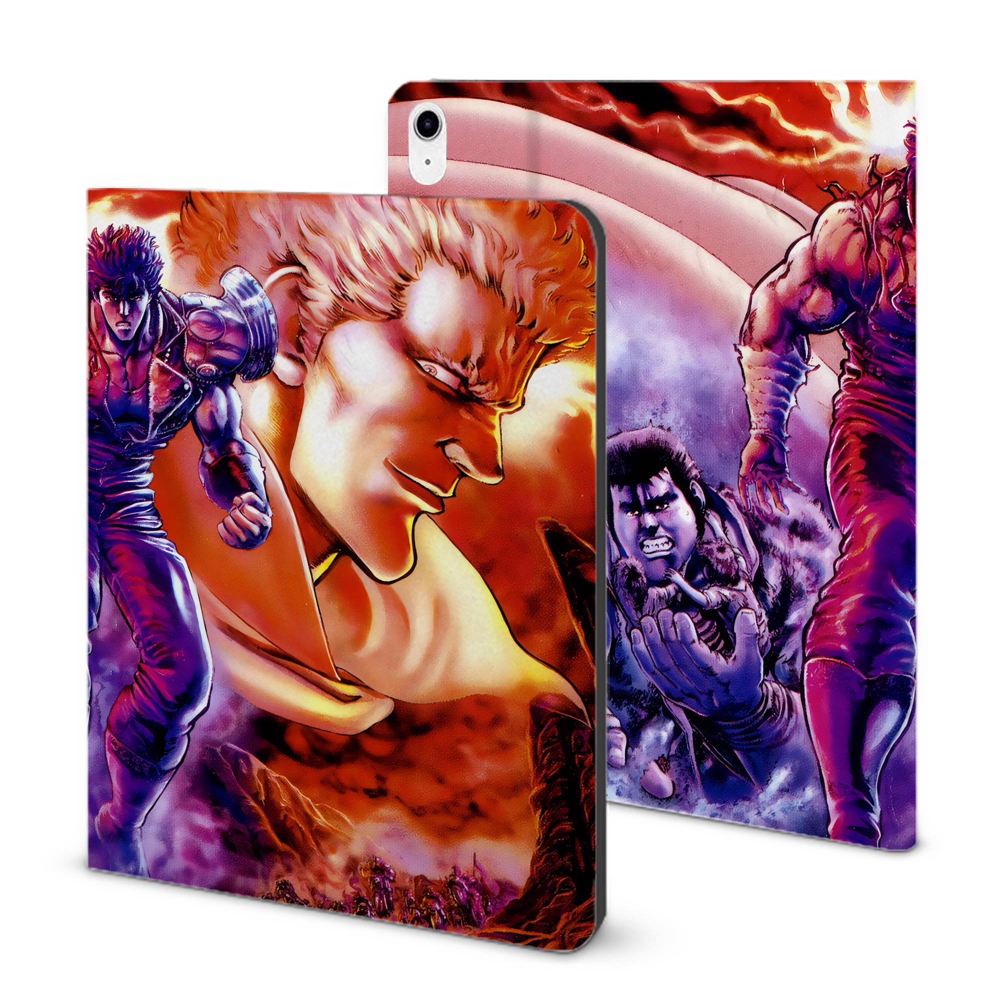 （画像用） 北斗の拳 Fist of the North Star IPad ケース ブック型 PUレザー TPU 耐衝撃 軽量 薄型 ペン収納なし 全面保護 IPad 各モデル対応